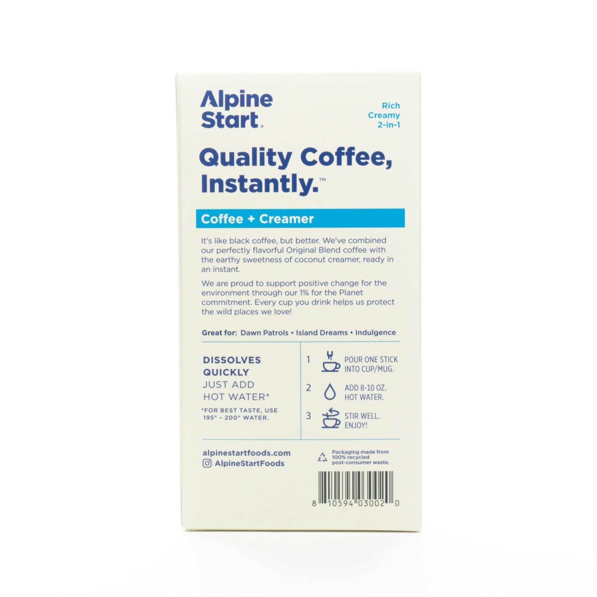 Dairy-Free Coffee + Creamer Instant Latte - Alpine Start